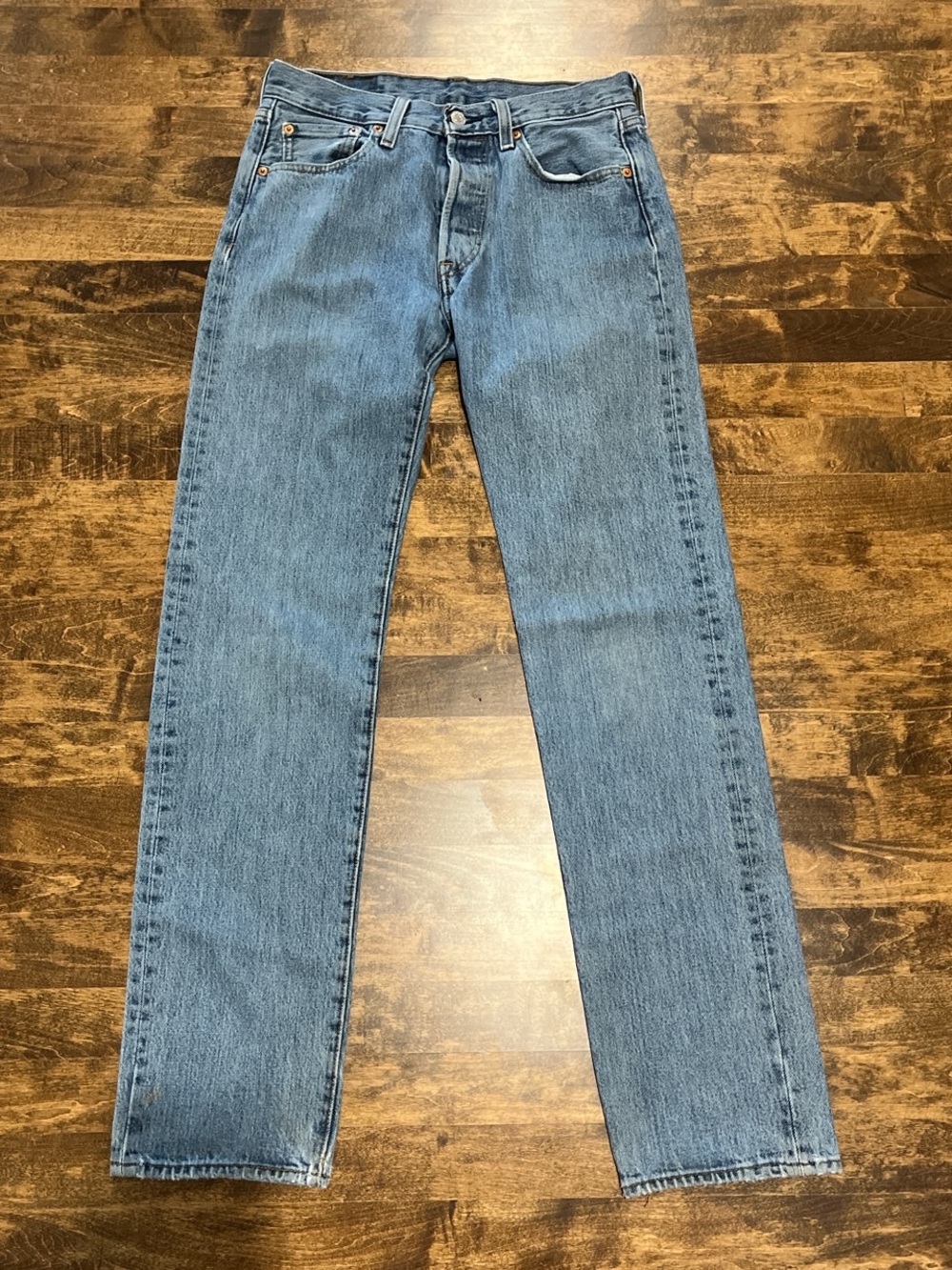 Levi’s 501 button fly washed denim jeans